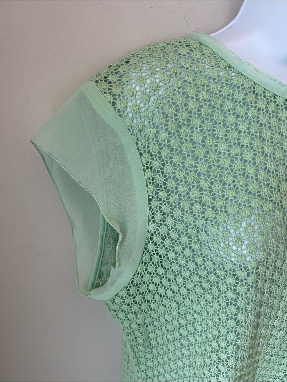 BNWT 🏷️ Mint Green Lace Crochet Cap Sleeve Blouse Mermaidcore Feminine Size 14